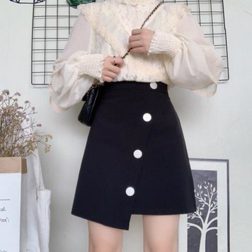 大碼黑色不規則遮胯裙子顯瘦半身裙高腰a字2025春夏新款胖mm短裙