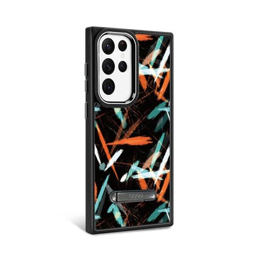 S24/S23系列 軍規防摔鋁合金鏡頭框立架手機殼-科幻塗鴉