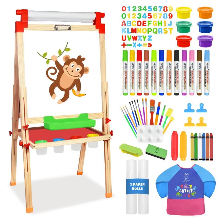 Joyooss Art Easel for Kids, Height Adjustable Standing Wooden Kid Easel ,Do