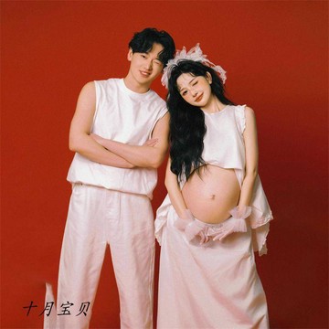 倒數特賣⏳孕婦照影樓情侶服裝新款韓系孕媽咪時尚甜美居家紅底照衣服在家拍Z5SG
