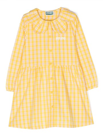 Kenzo Kids - plaid-check pattern dress - kids - Cotton - 10 - Yellow