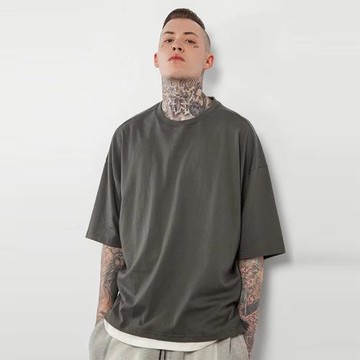 歐美潮牌OVERSIZE寬松簡約街頭基礎百搭高街純色T恤男女情侶短袖t