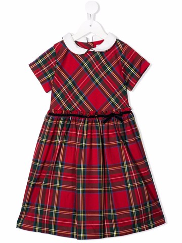 Siola - check-print bow-detail dress - kids - Wool/Viscose/Polyester/Spandex/Elastane/Cotton/Polyester - 2 yrs - Black