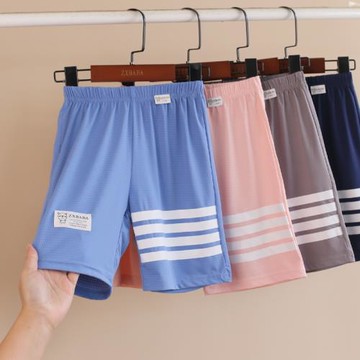 兒童冰絲網眼薄速干短褲夏款男童透氣運動五分褲女童休閑沙灘外褲