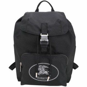BURBERRY 巴寶莉 Orkney 戰馬騎士字母反光砂印花帆布翻蓋式後背包(黑色)