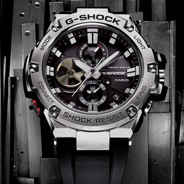 CASIO卡西歐 G-SHOCK 太陽能x藍牙連線 多功能雙顯腕錶 53.8mm / GST-B100-1A