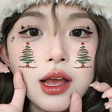 🔥臺灣出貨🔥聖誕節可愛妝容臉貼紋身貼甜心少女氛圍感雪花卡通腮紅妝COS派對