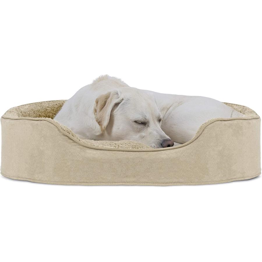 Furhaven Pet Bed for Dogs and Cats Terry and Suede Oval Cuddler