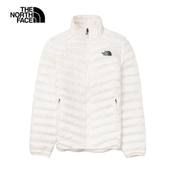 【The North Face 官方旗艦】北面女款米白色防潑水舒適可打包立領鋪棉外套｜8AYEQLI
