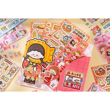 🍋檸檬青🍋清倉現貨柒柒可愛物語系列4款6張入軟萌少女閃閃模切貼紙套裝手帳咕卡裝飾素材