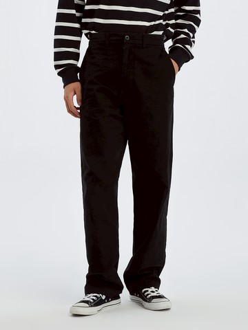 男裝 彈力直筒長褲-黑色