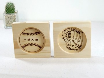 棒球 手套 創意杯墊組 運動 生日 情人 禮物 客製化 名字 祝福語