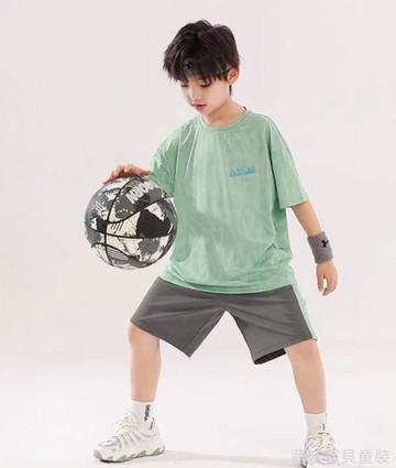 【夏裝新款】男童运动套装中大童网眼透气速干短袖短裤两件套 親子裝 男童运动套装 男童套裝 兒童短袖套裝 男童休閒套裝