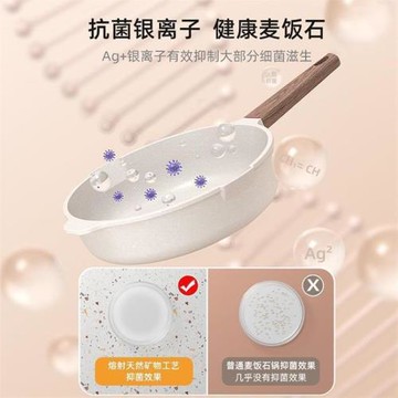 麥飯石平底不粘鍋家用牛排煎鍋煎蛋神器煎餅油炸電磁爐煤氣灶專用