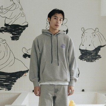 【現貨】錢湯風厚磅帽TEE(灰)