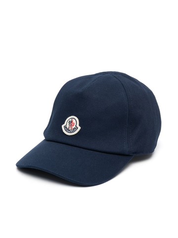 Moncler Enfant - logo-patch cotton baseball cap - kids - Cotton/Cotton - XS - Blue