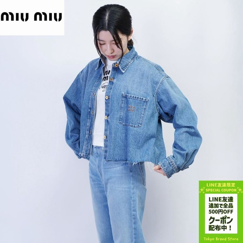 miumiu ミュウミュウ GWB186S232 DENIM JACKET 刺繍 ブルーデニム デニムジャケット デニム クロップド ブルゾン  ジャケット | LINEブランドカタログ