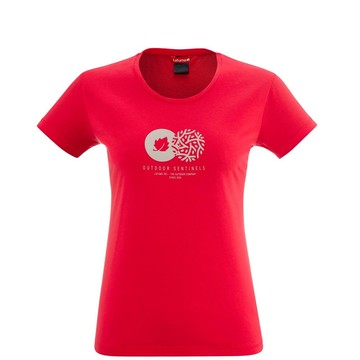 【LAFUMA】女 SENTINEL 有機棉短袖上衣 紅-LFV118459418