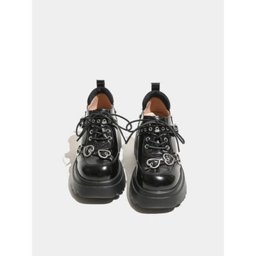 2025春新款朋克真皮超高跟小皮鞋女樂福鞋英倫風辣妹厚底增高單鞋