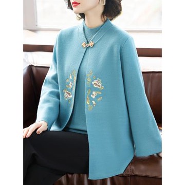 2025新款媽媽秋裝針織兩件套裝40歲50中老年女秋冬季毛衣開衫外套