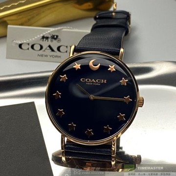 COACH 蔻馳女錶 36mm 玫瑰金圓形精鋼錶殼 黑色簡約, 星空款錶面款 CH00009