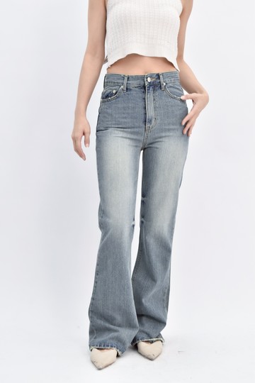 (S) wandj premium高腰丹寧牛仔棉質正韓純棉藍色長褲