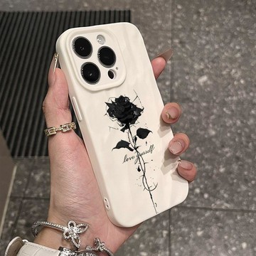 ✨限時下殺✨小衆黑色玫瑰iPhone17promax手機殼蘋果16防摔11/12/13軟14女款15