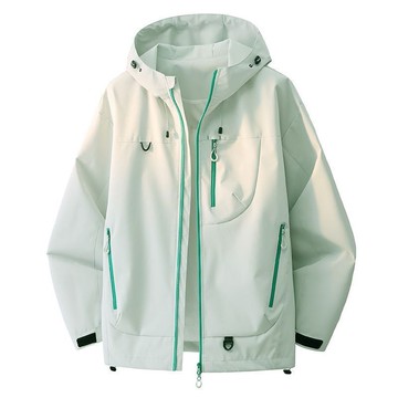 胖胖美依  長袖外套 上衣 秋冬夾克 S-3XL春秋季戶外衝鋒衣夾克外套男女款潮牌情侶戶外防水徒步登山服-12056.