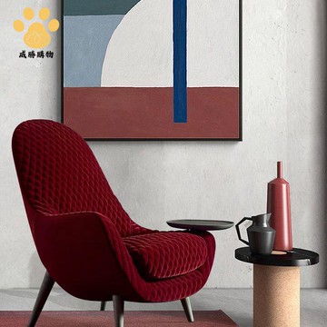 意式單人沙發椅poliform布藝休閑椅客廳老虎椅酒店會所洽談高背椅zm7181ws7181