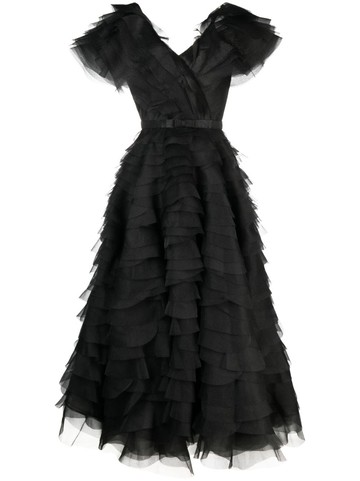 Ana Radu - tie-up ruffled maxi dress - women - Polyester - XL - Black