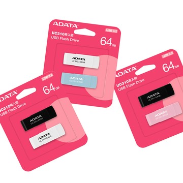 ADATA UC310 USB3.2 Gen1 64G+64G 旋轉隨身碟(雙色兩入組)