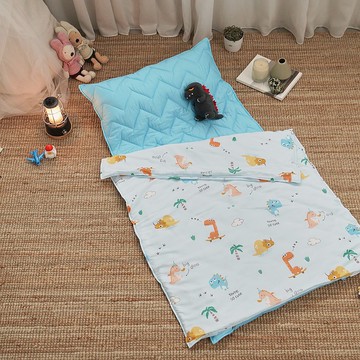 純棉柔感透氣雙層紗三件式兒童睡墊四季被組/台灣製/恐龍樂園