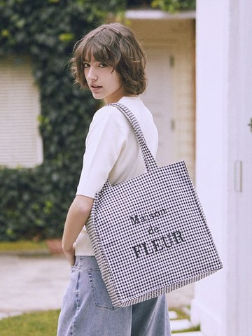 經典方格紋品牌LOGO刺繡磁釦手提袋(08001533700) - Maison de FLEUR
