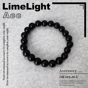 ☆LimeLight☆ 曜石黑 黑曜石 晶石 百搭 珠珠 飾品 彈性繩 手鍊 單一尺寸 招財 開運 紫南宮 老錢風