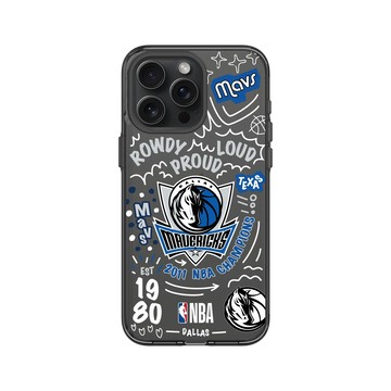 iPhone 15 Pro Max Clear 酷墨灰 - NBA - 塗鴉系列-達拉斯獨行俠 Dallas Mavericks - Graffiti