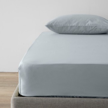 PALETTE250織素色純棉床包雙人 海岸藍