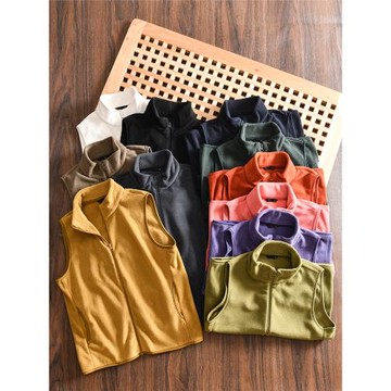 情侶款11色齊發！細膩雙面搖粒絨！秋冬男女純色立領保暖馬甲背心