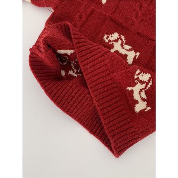 男童馬年紅色毛衣秋冬款2025新款兒童拜年服兒童冬季打底衫洋氣潮