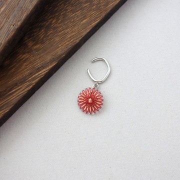 絹線製 野花耳骨夾 Wildflower Ear cuff | 深紅色 | 免運費