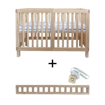 喬依思 La joie 史丹佛6合1多功能書桌嬰兒床3.0(原木色)+小護欄(120X60)贈安心固定帶