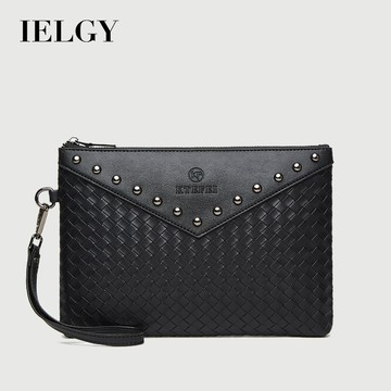 IELGY 男士手拿包獨特鈕扣釘手包腋下包