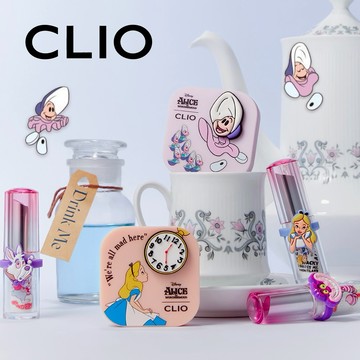 1+1 新禮物🐰【CLIO】愛麗絲夢遊仙境聯名-四色眼影盤+水晶糖心光潤唇釉+唇釉指環套組  牡蠣寶寶眼影盤