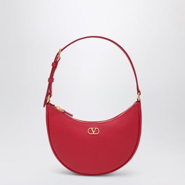 Red leather Vlogo Signature mini hobo bag