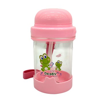 DOOBY 大眼蛙 新彈跳吸管水壺  粉色  330ml  1個