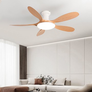 吊燈 風扇燈 免運 附發票 全光譜新款餐廳風扇燈家用客廳北歐仿木電扇一體大風力變頻吊扇燈