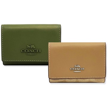 COACH 新款三折拉鍊零錢袋鈔票短夾(多色供選)