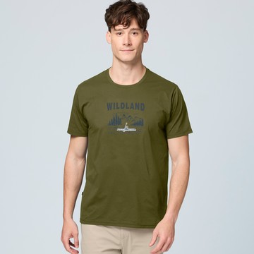 【WILDLAND荒野】男輕量抗UV吸排快乾機能印花T202能高綠