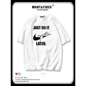 卡通動漫動漫聯名T恤男ins潮牌純棉短袖夏季寬松百搭潮男士半袖