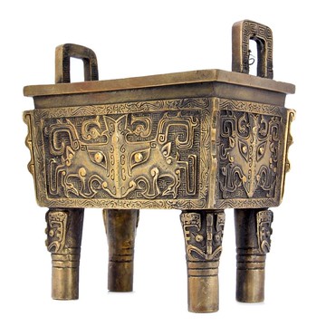 雙龍銅香爐銅鼎獸鼎仿古大方鼎盛鼎銅器擺件 c8072