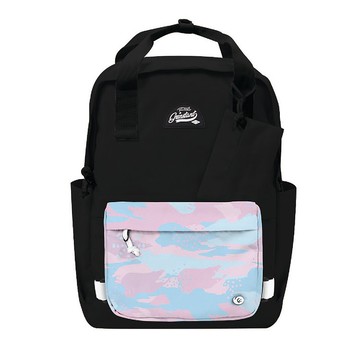 Grinstant混搭可拆組式15.6吋後背包 - 黑白系列 (黑色配迷彩粉)